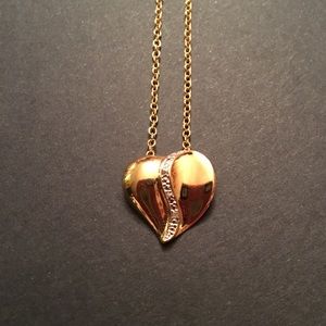 Gold over Sterling silver necklace w diamond chips